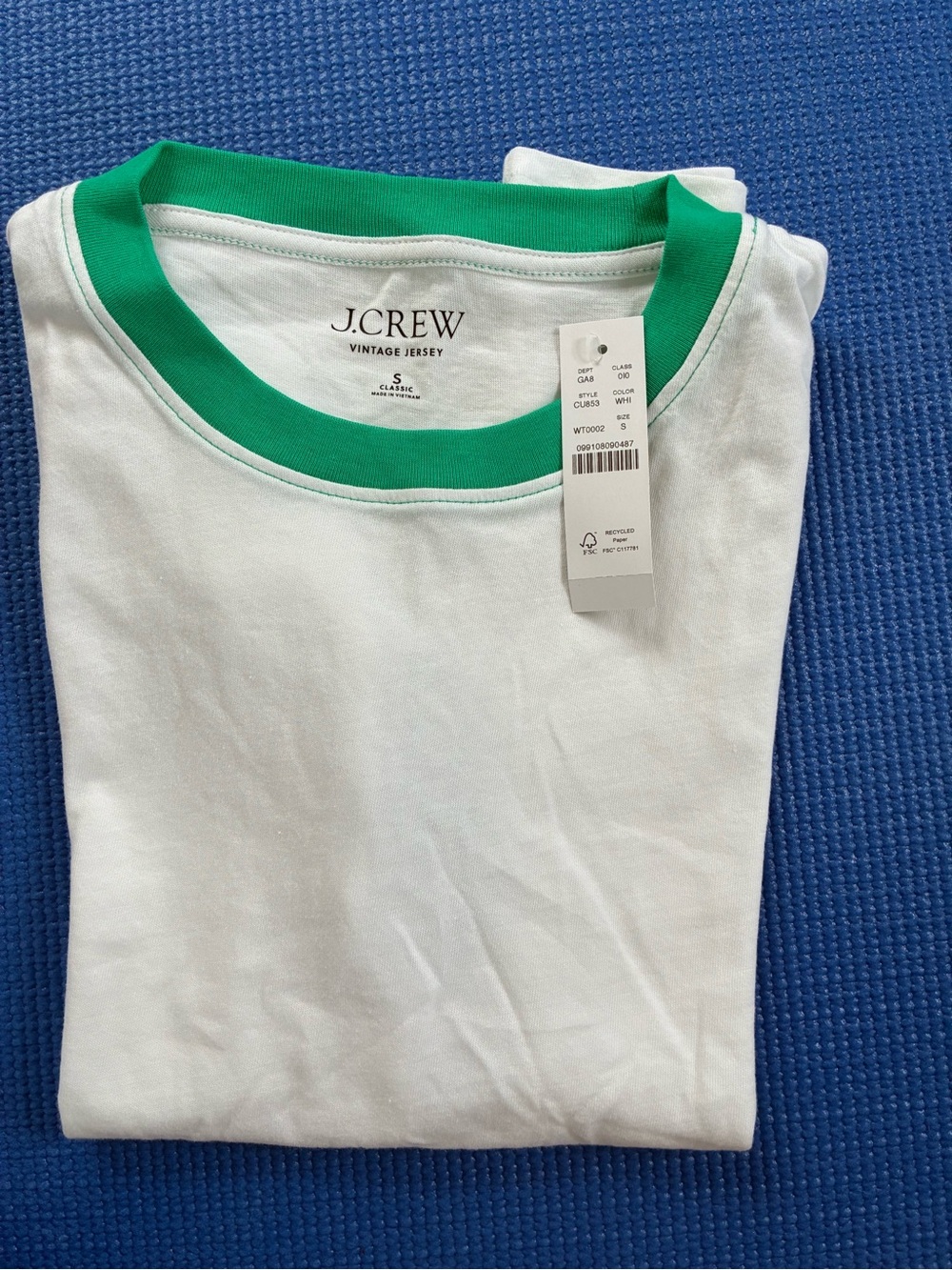 J.Crew Kids White Tee with Green Crew Neck